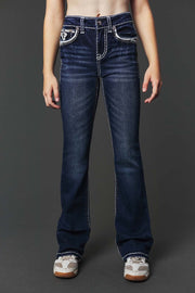 Girl's Embroidery Bootcut Jeans