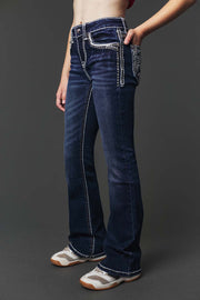 Girl's Embroidery Bootcut Jeans
