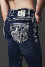 Girl's Embroidery Bootcut Jeans