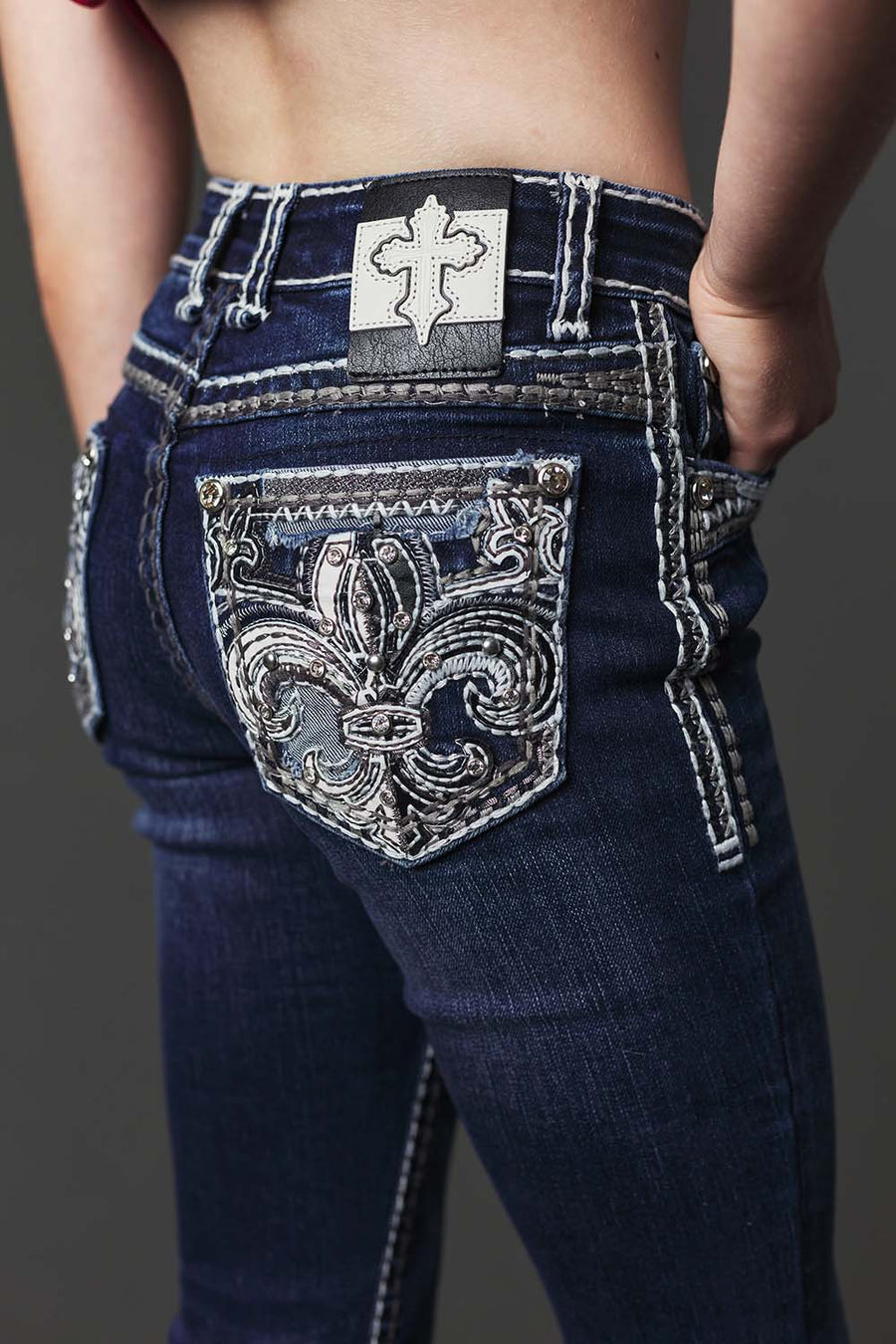 Girl's Embroidery Bootcut Jeans