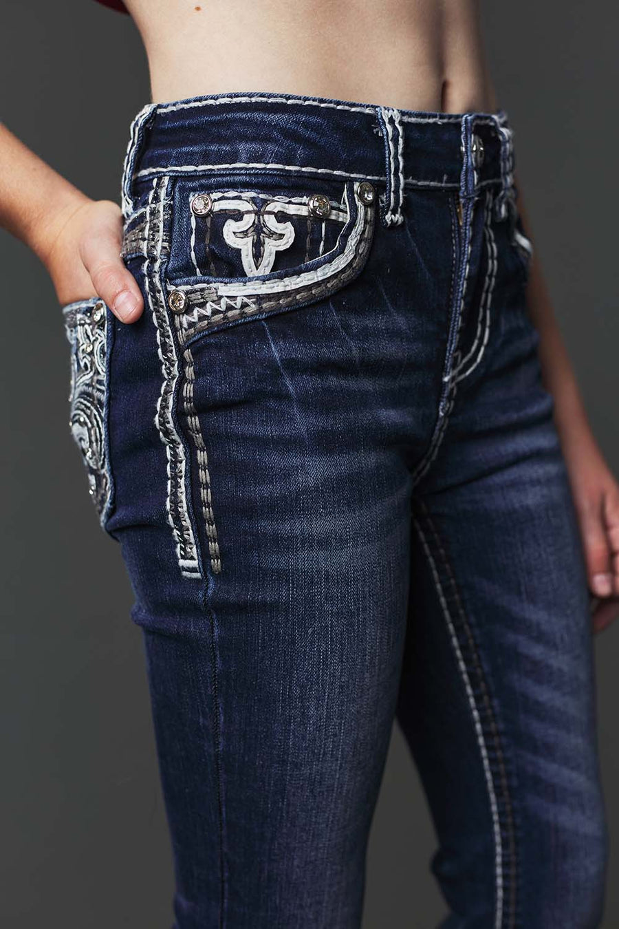 Girl's Embroidery Bootcut Jeans