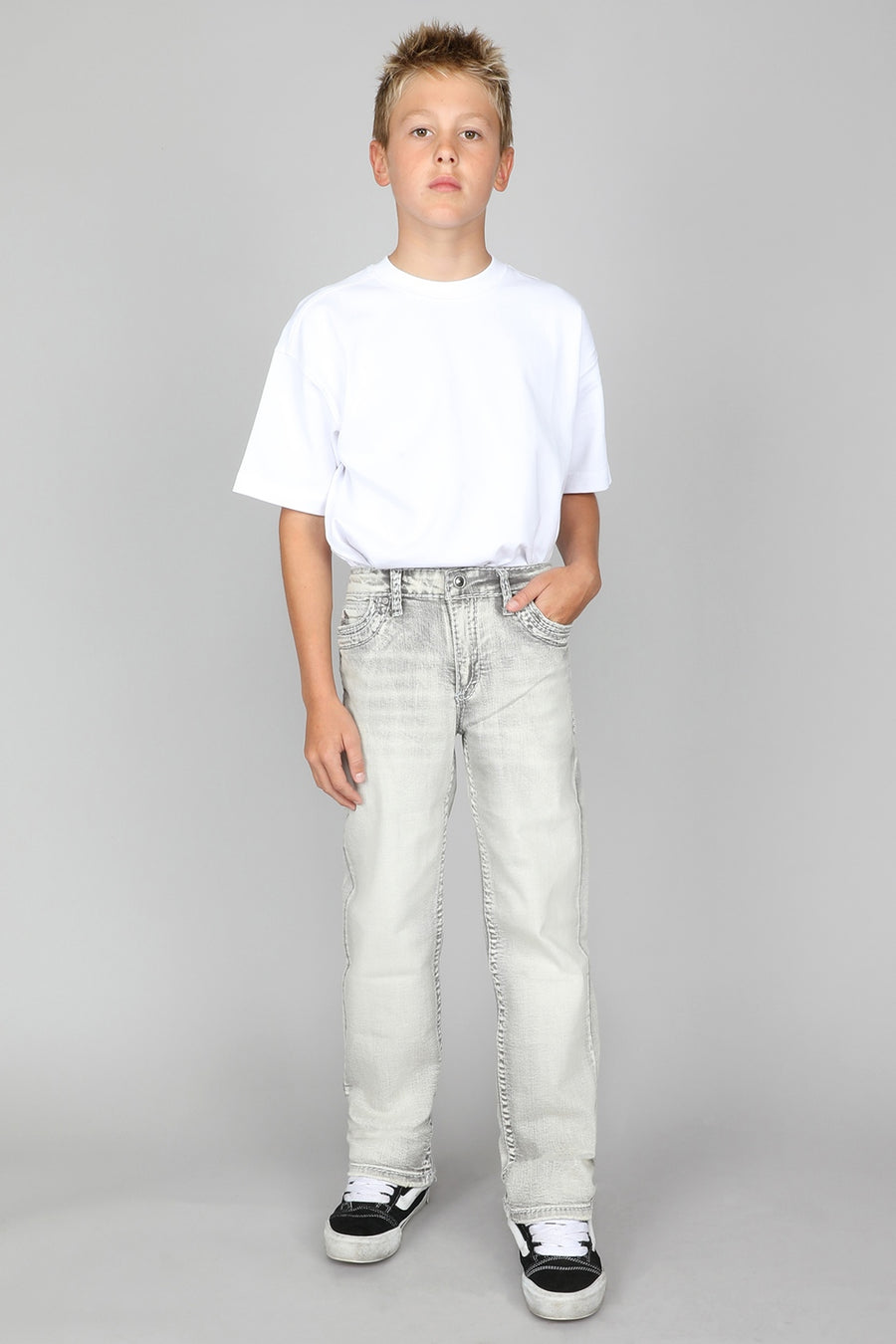 Boy's Embroidered Straight Leg Jeans