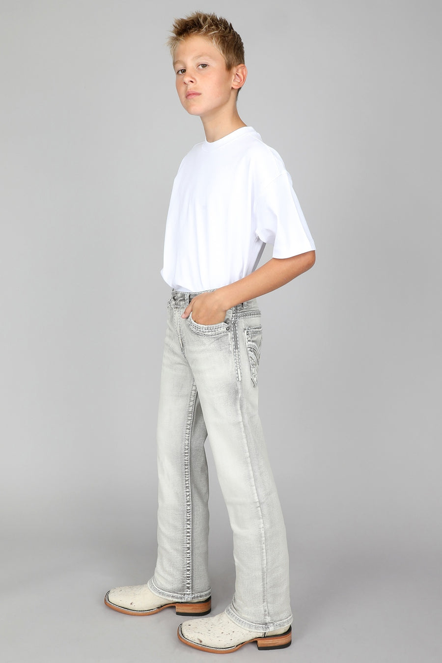 Boy's Embroidered Straight Leg Jeans