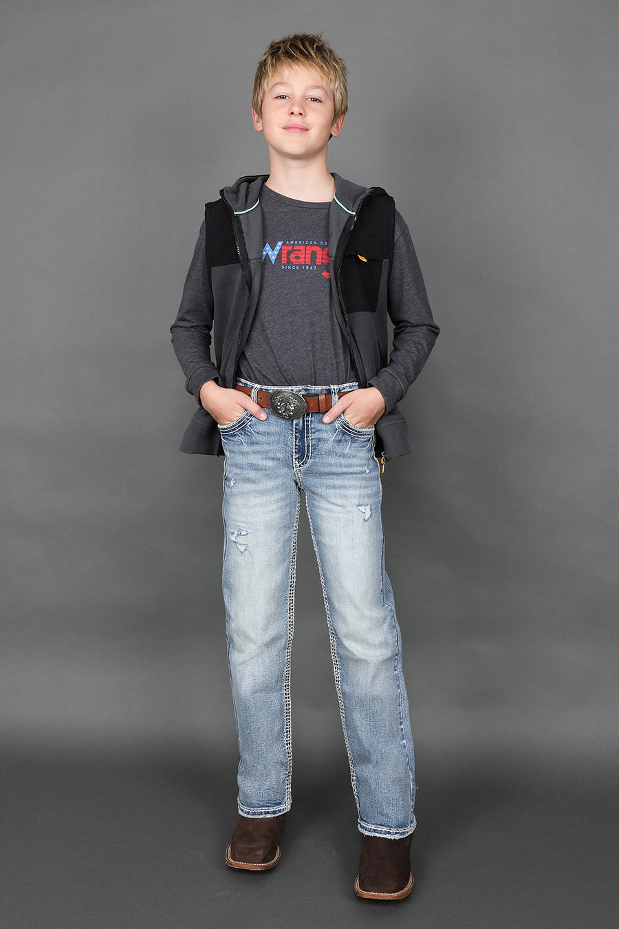 Boy's Embroidered Straight Jeans