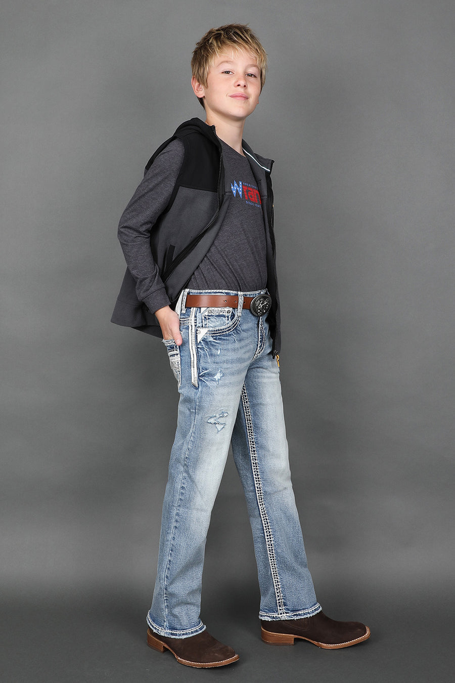 Boy's Embroidered Straight Jeans