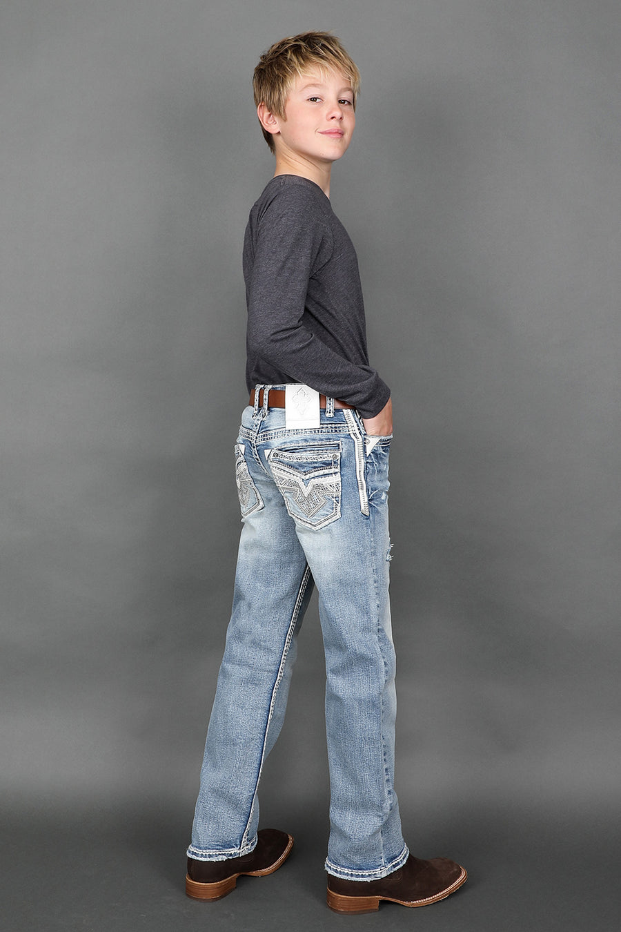 Boy's Embroidered Straight Jeans