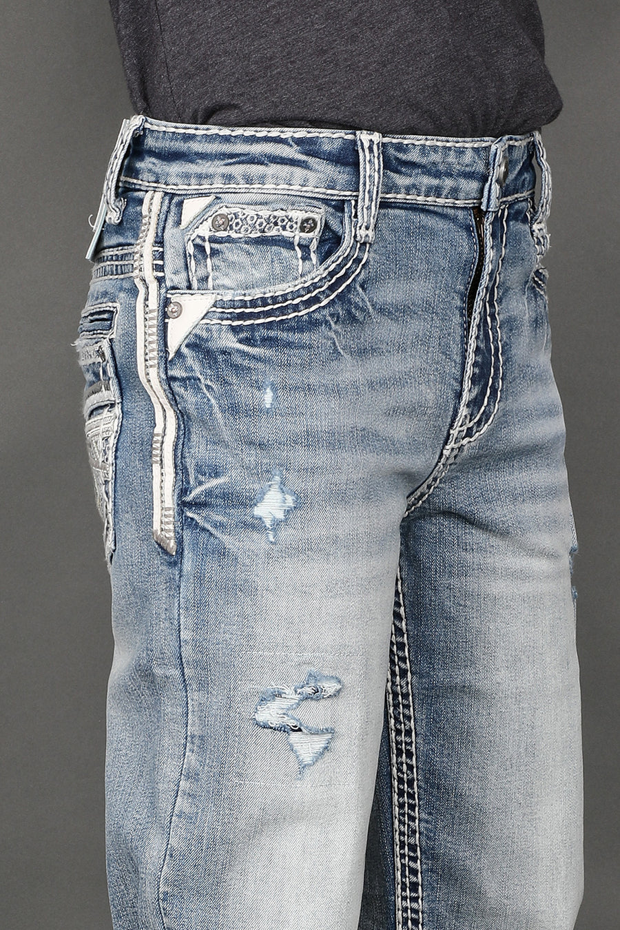 Boy's Embroidered Straight Jeans