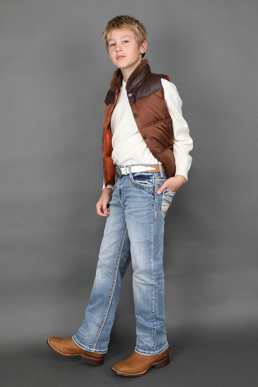 Boy's Embroidered Straight Jeans
