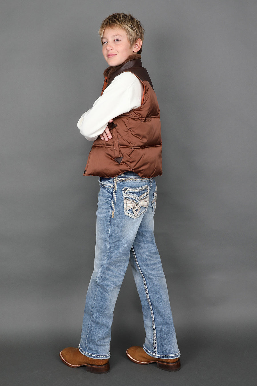 Boy's Embroidered Straight Jeans