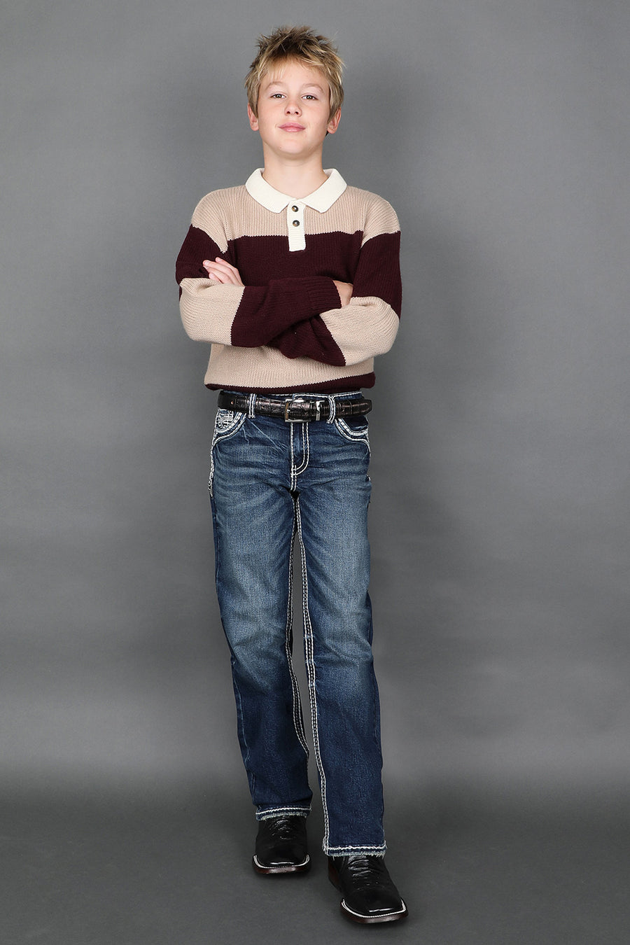 Boy's Embroidered Straight Jeans
