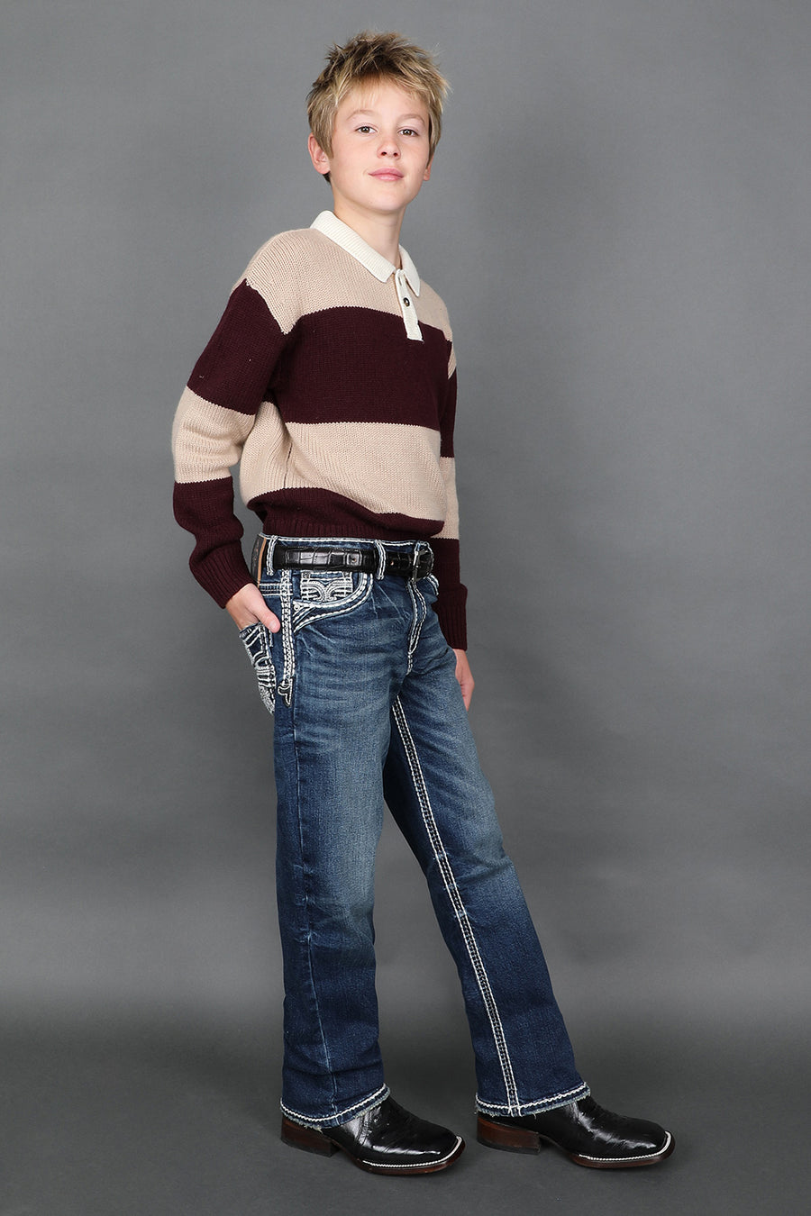 Boy's Embroidered Straight Jeans