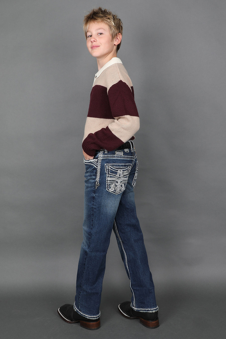 Boy's Embroidered Straight Jeans