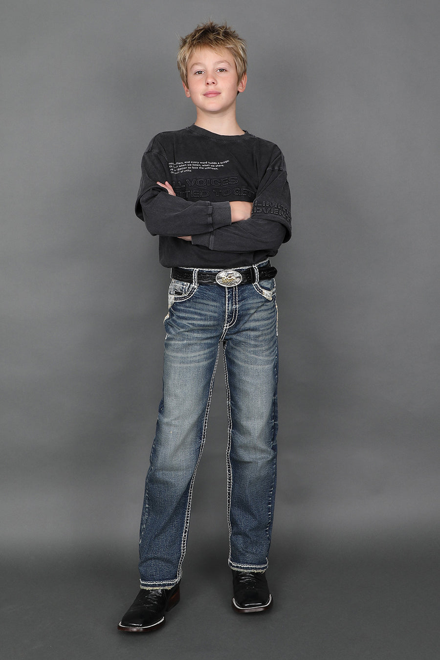 Boy's Embroidered Straight Jeans