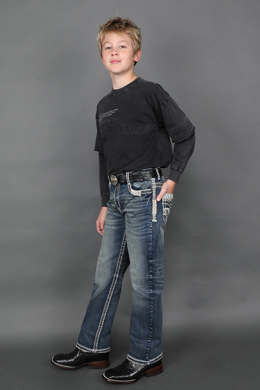 Boy's Embroidered Straight Jeans