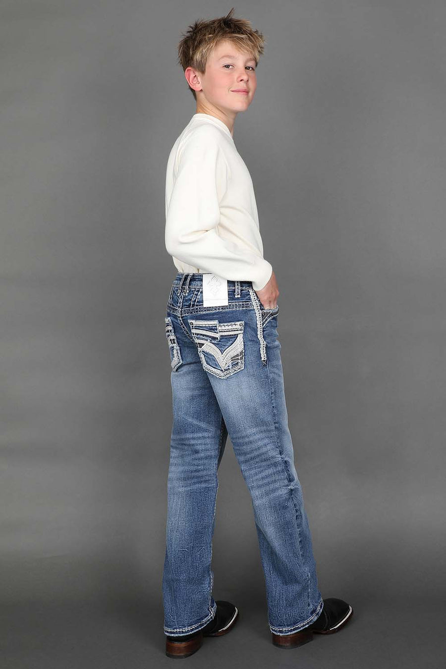 Boy's Embroidered Straight Jeans