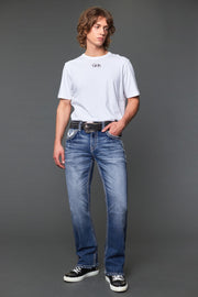 Men's Embroidered Straight Jeans