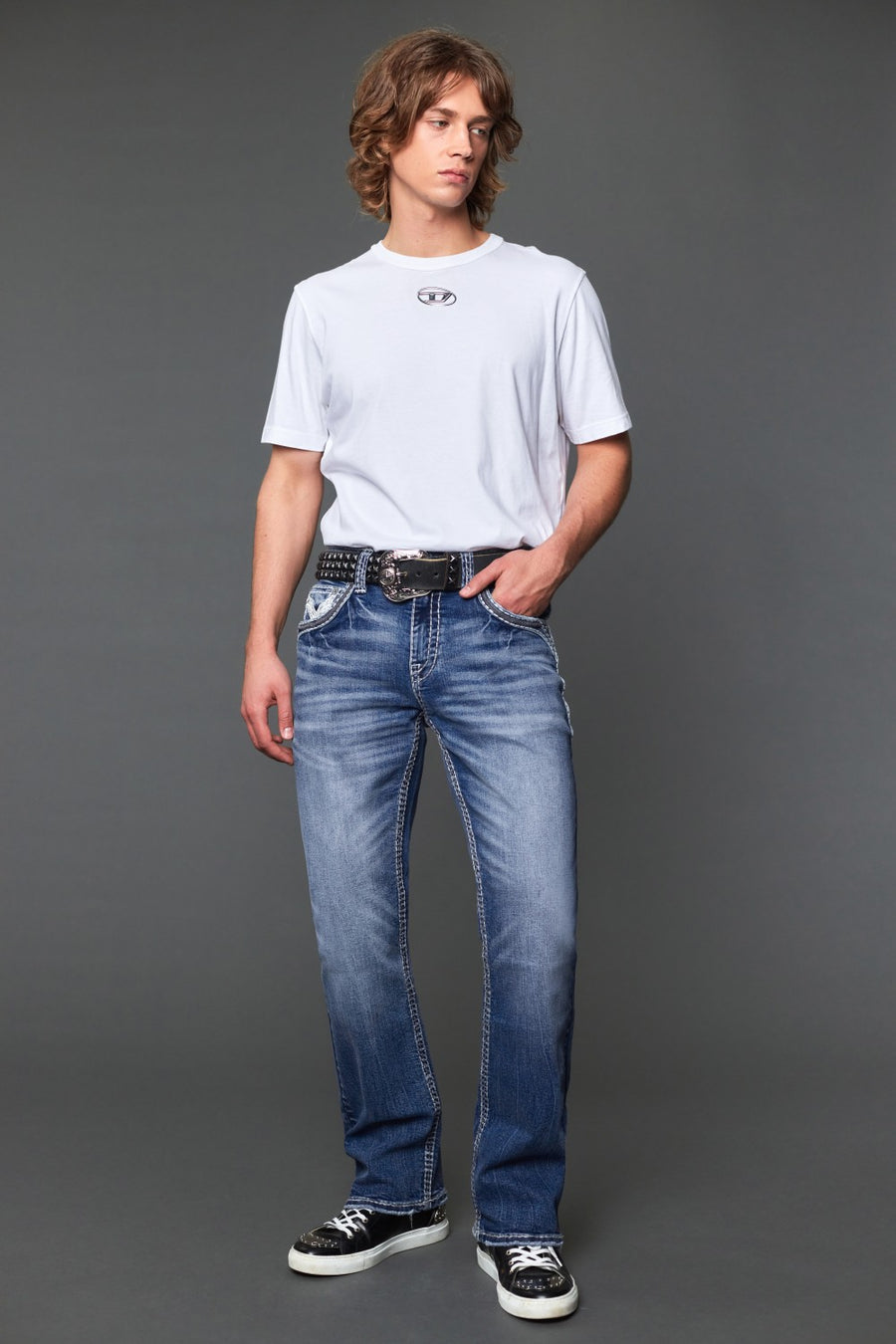Men's Embroidered Straight Jeans