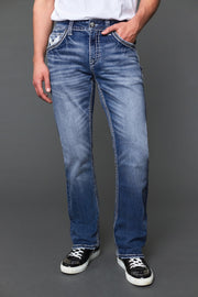 Men's Embroidered Straight Jeans