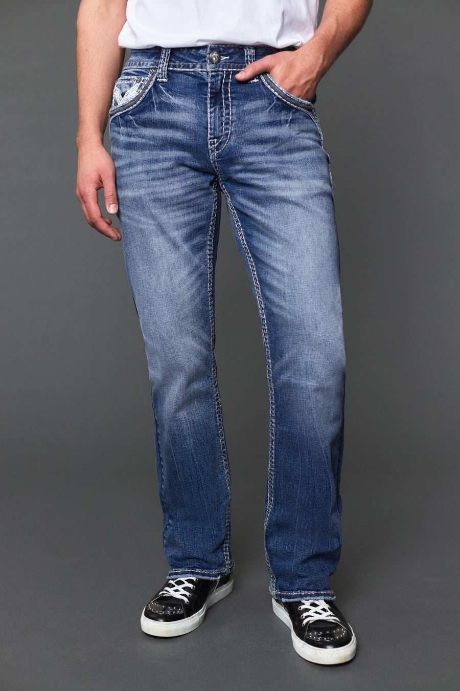 Men's Embroidered Straight Jeans