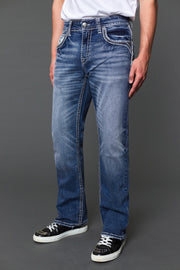 Men's Embroidered Straight Jeans