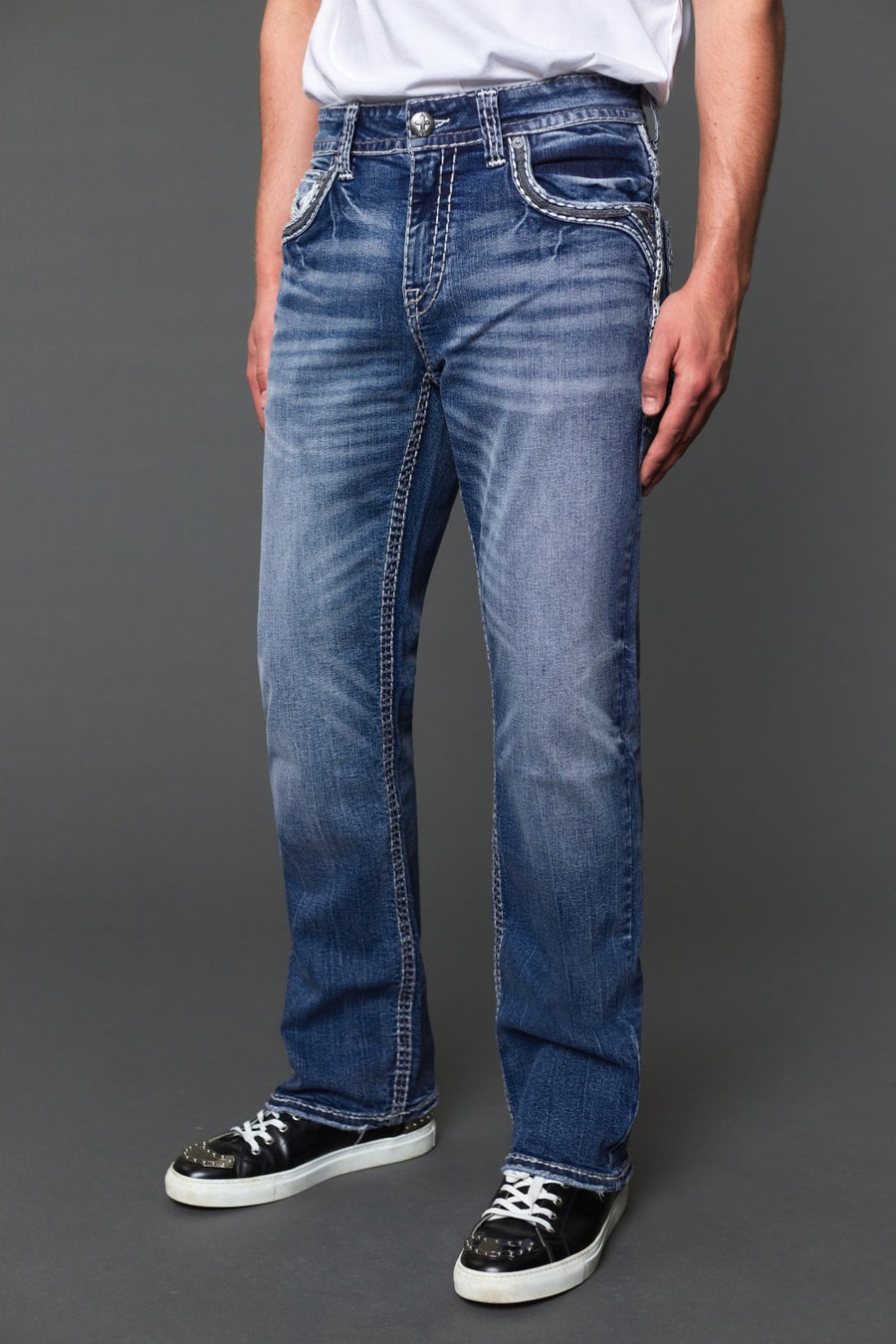 Men's Embroidered Straight Jeans