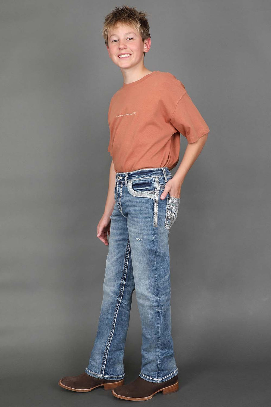 Boy's Embroidered Straight Jeans