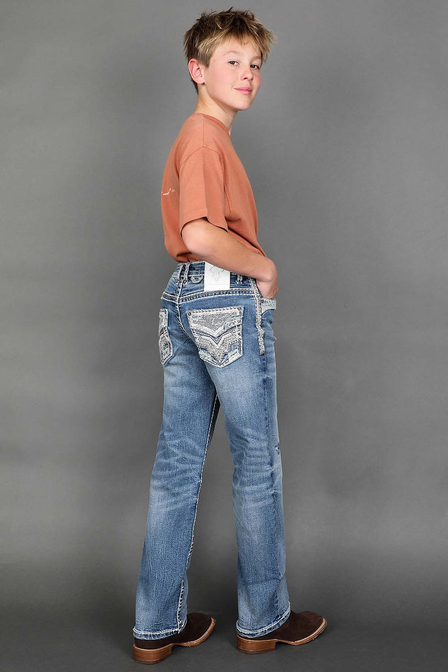 Boy's Embroidered Straight Jeans