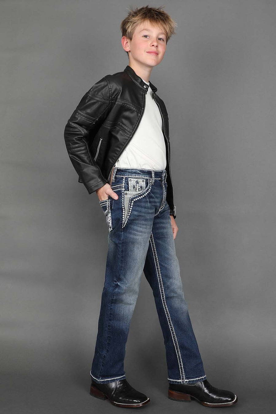 Boy's Embroidered Straight Jeans