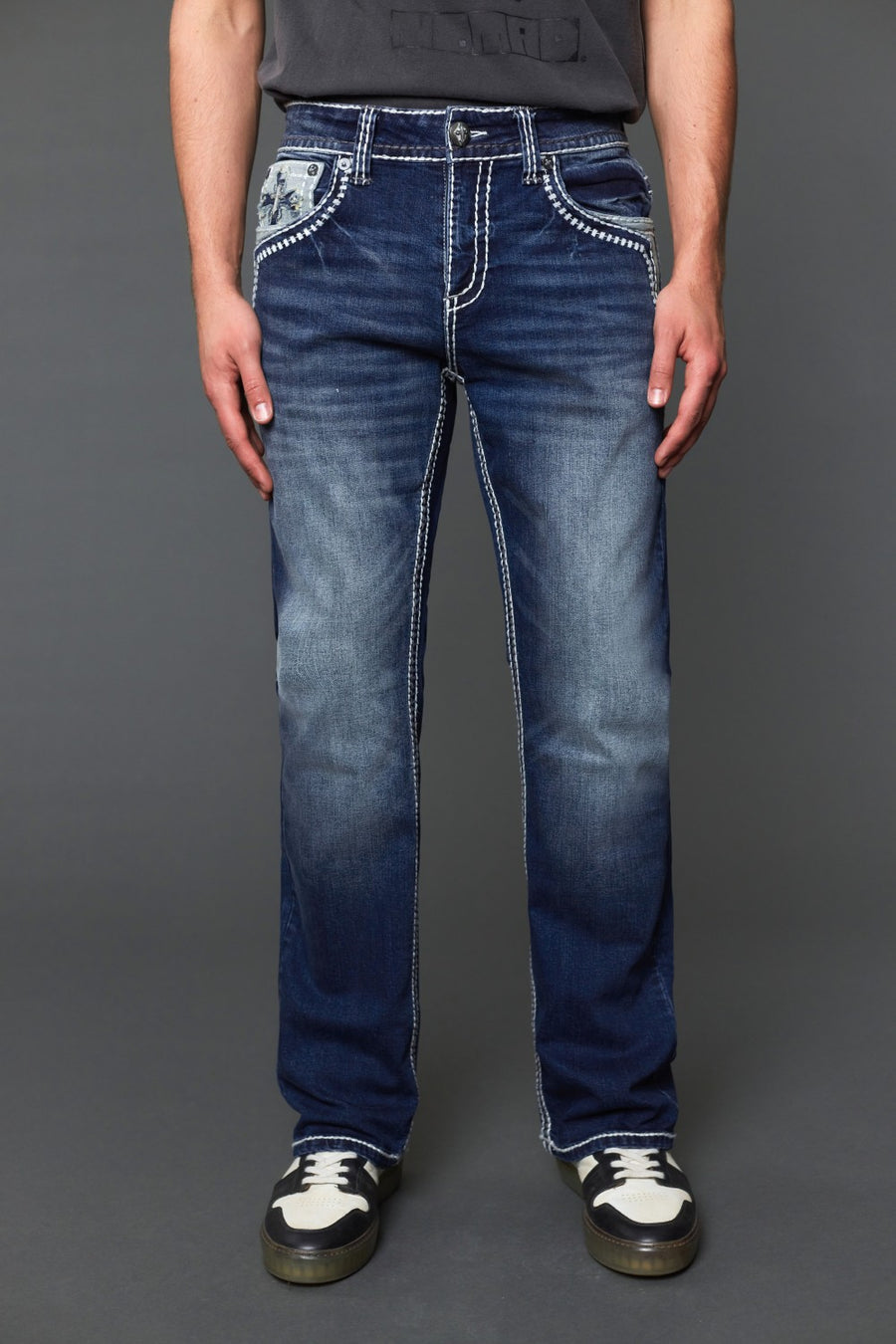 Men's Embroidered Straight Jeans