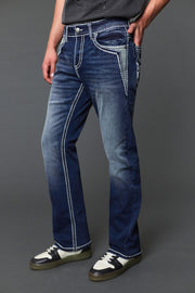 Men's Embroidered Straight Jeans
