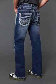 Men's Embroidered Straight Jeans