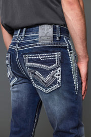 Men's Embroidered Straight Jeans