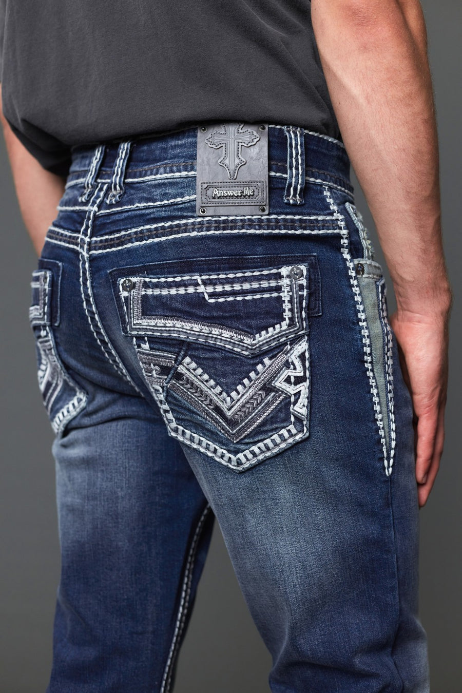 Men's Embroidered Straight Jeans