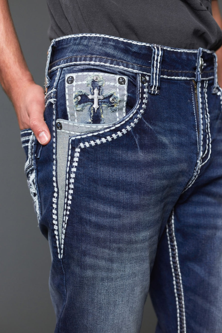 Men's Embroidered Straight Jeans