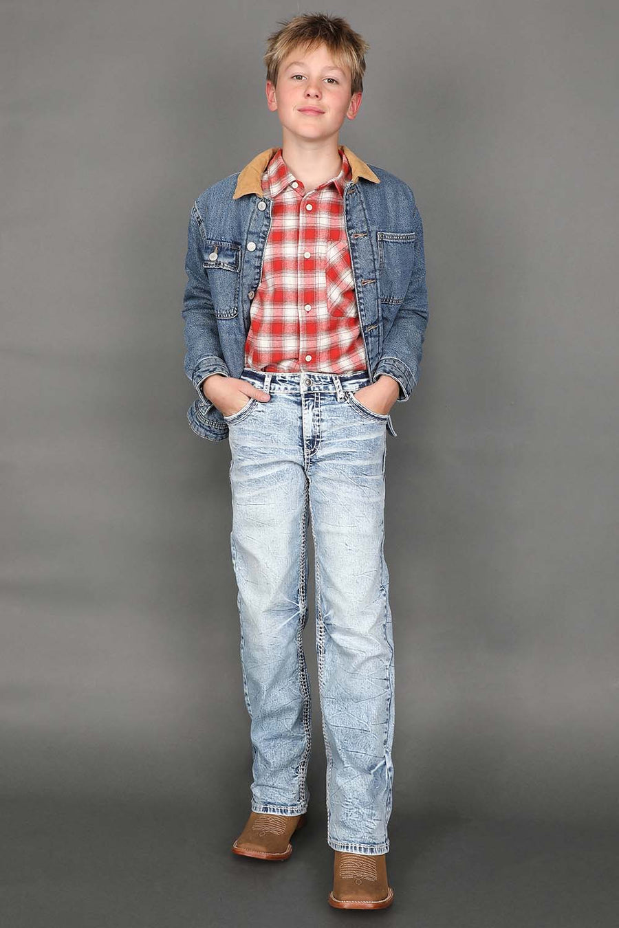 Boy's Embroidered Straight Jeans
