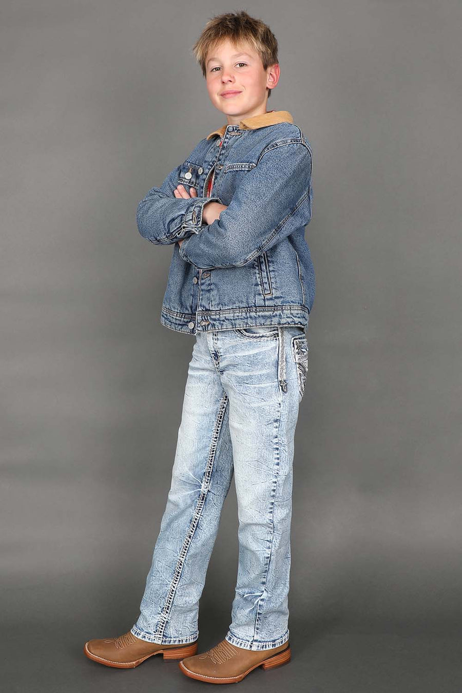 Boy's Embroidered Straight Jeans