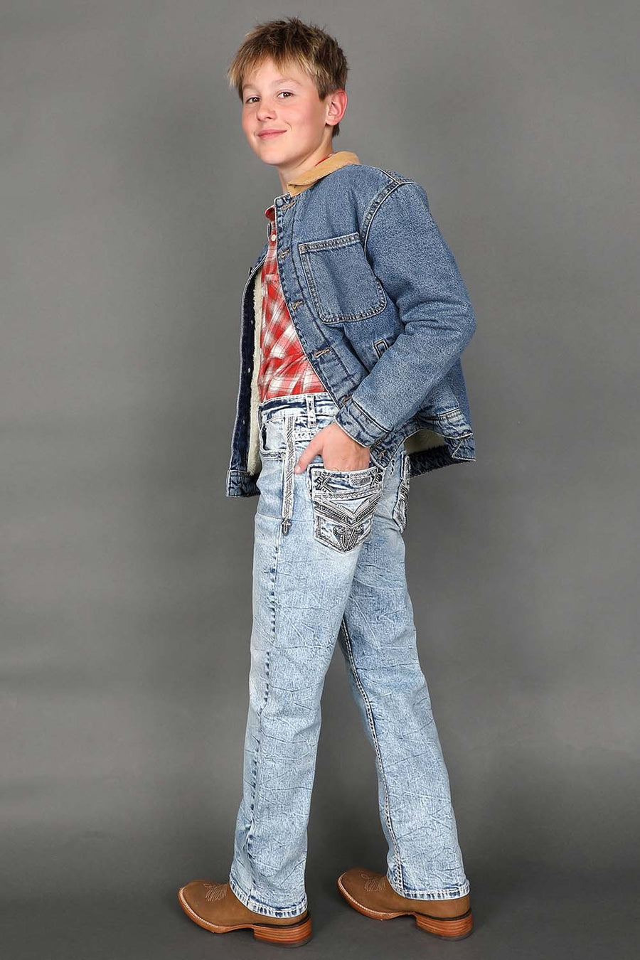 Boy's Embroidered Straight Jeans