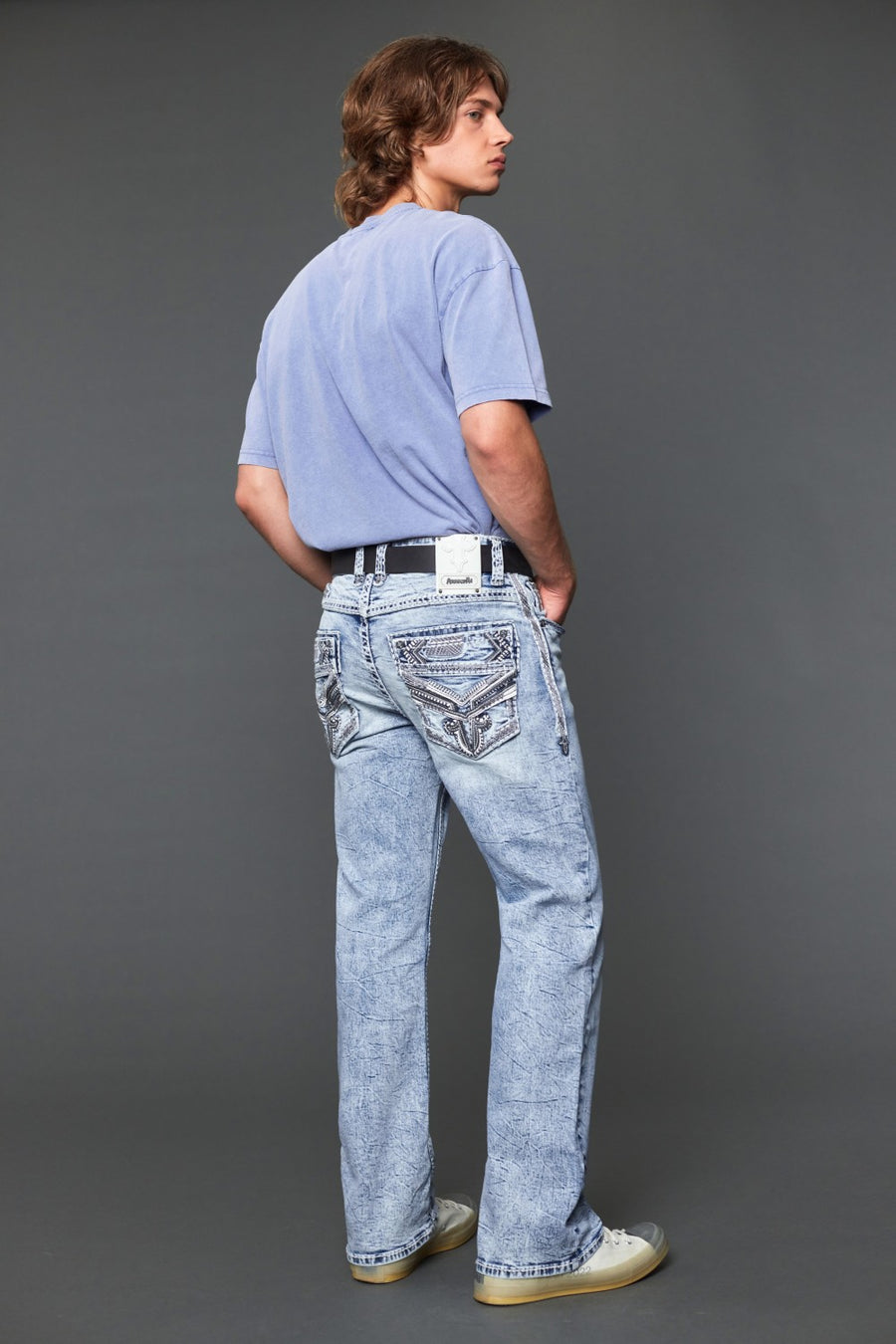 Men's Embroidered Straight Jeans