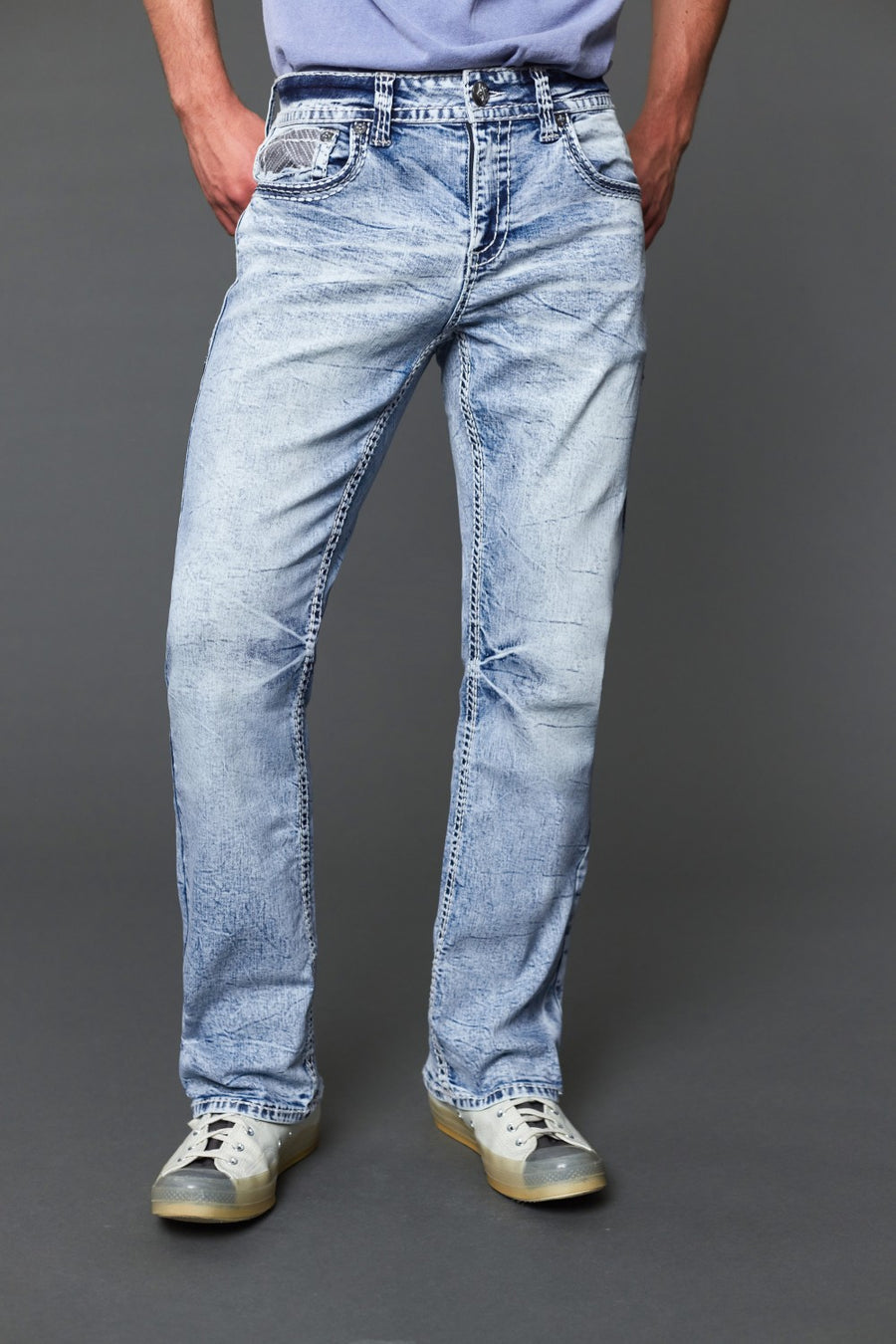 Men's Embroidered Straight Jeans