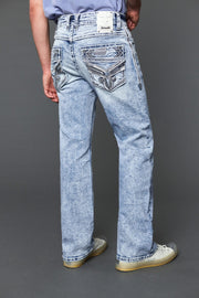 Men's Embroidered Straight Jeans