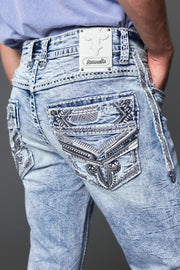 Men's Embroidered Straight Jeans