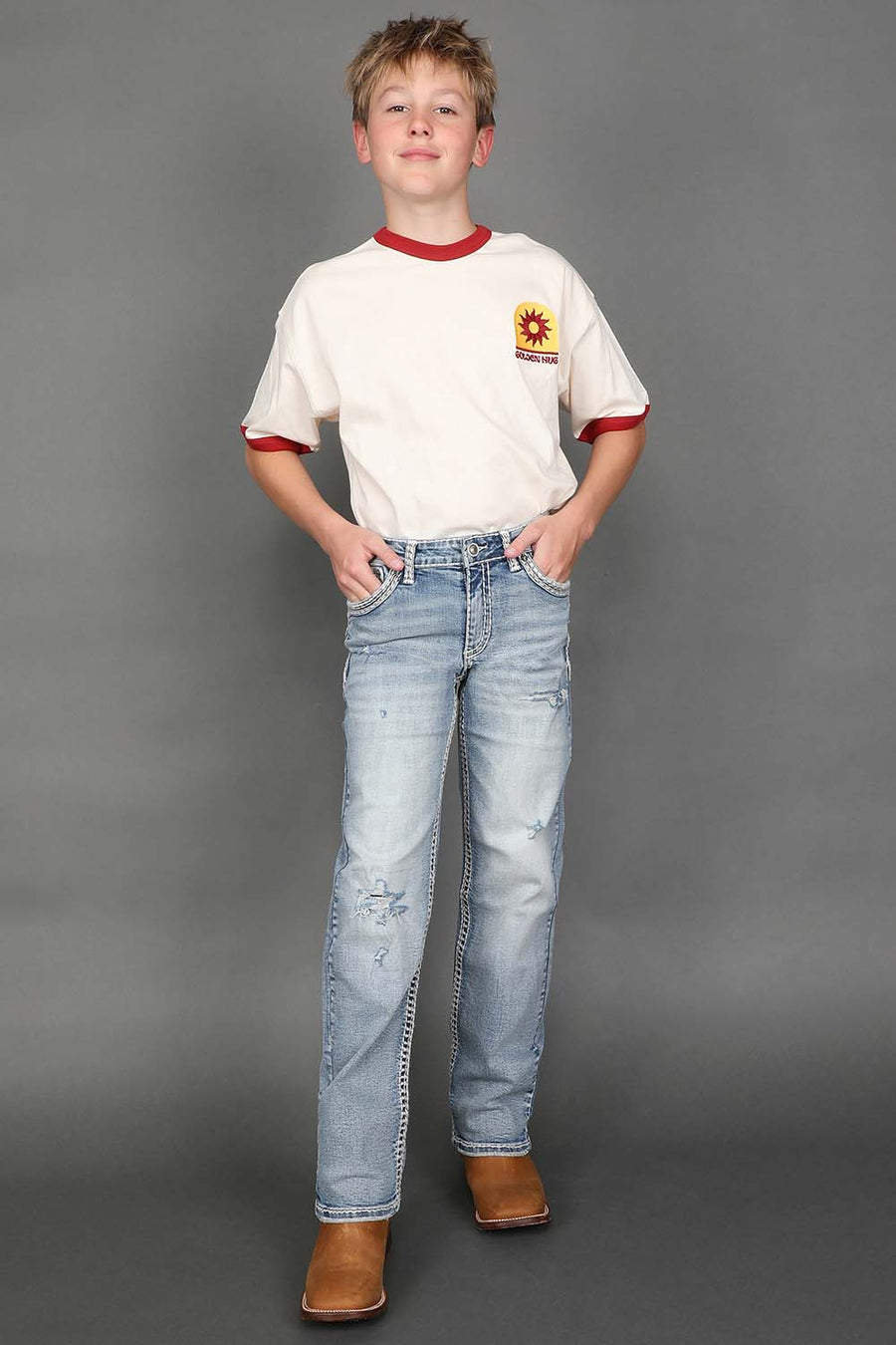 Boy's Embroidered Straight Jeans