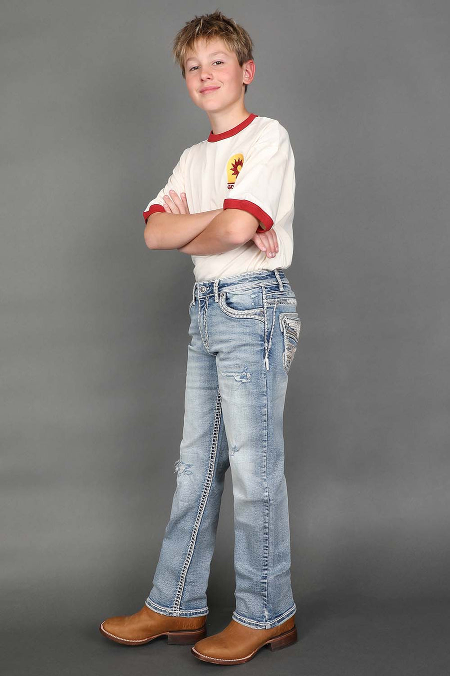 Boy's Embroidered Straight Jeans