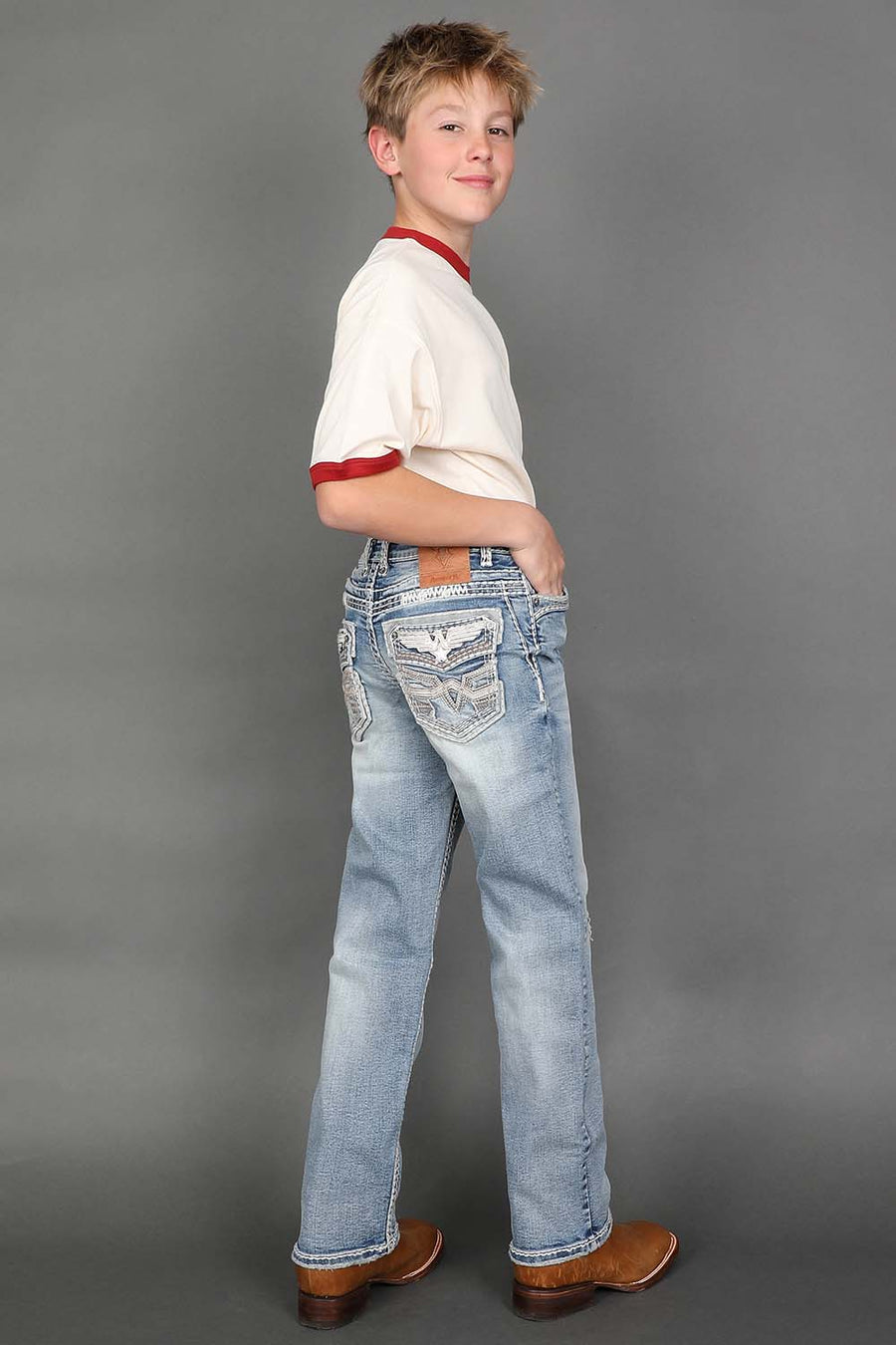 Boy's Embroidered Straight Jeans