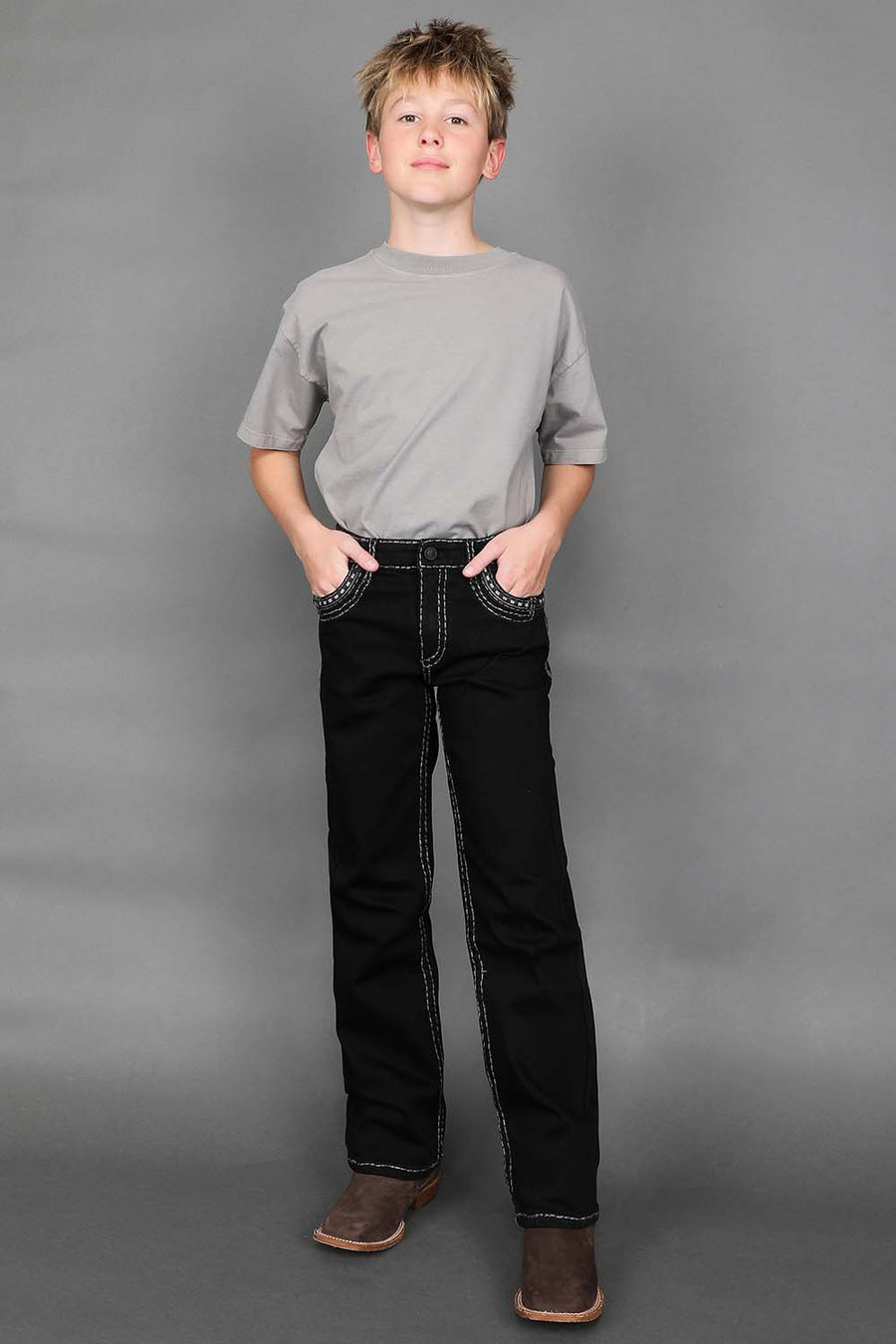 Boy's Embroidered Straight Jeans