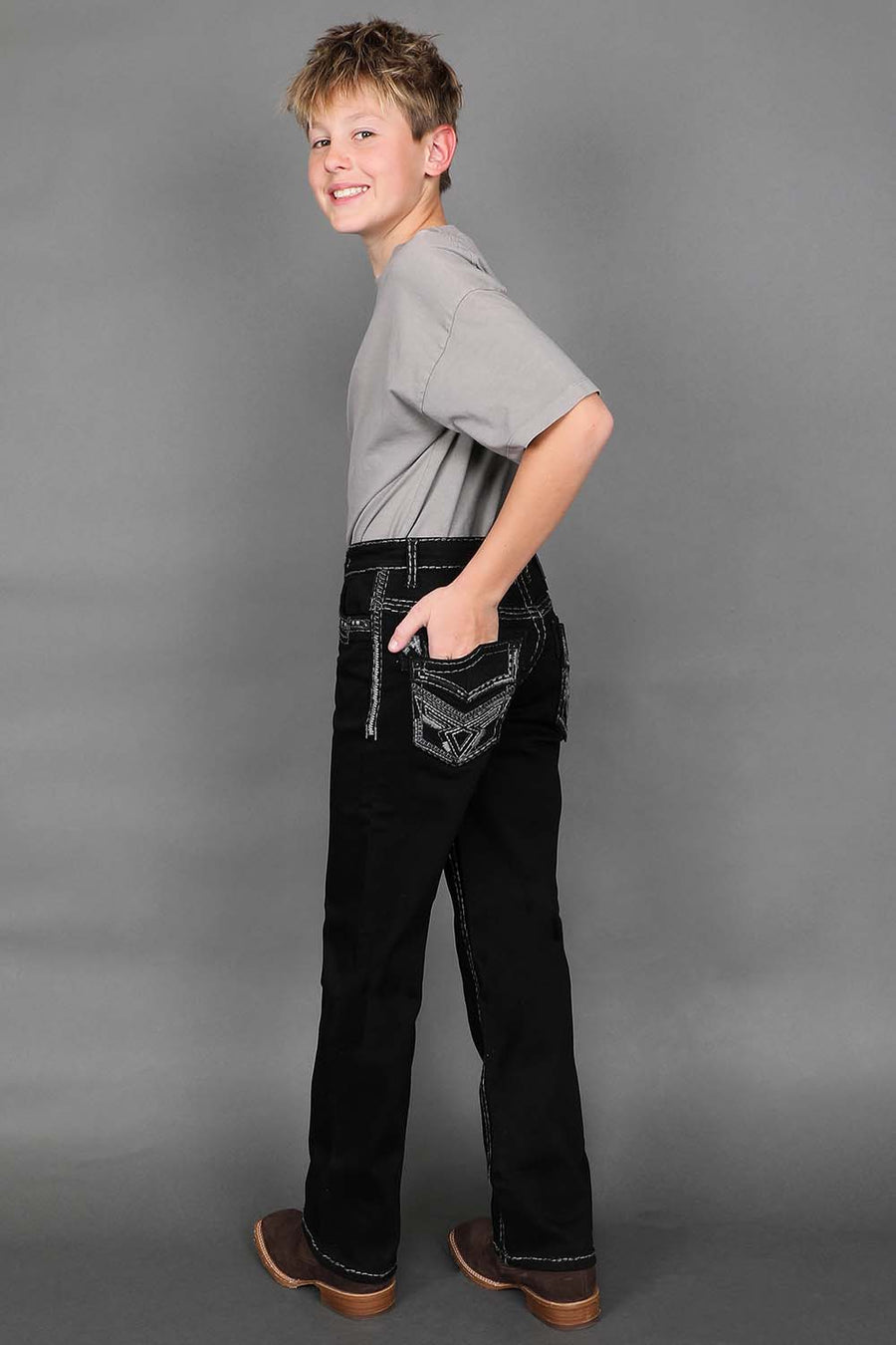Boy's Embroidered Straight Jeans