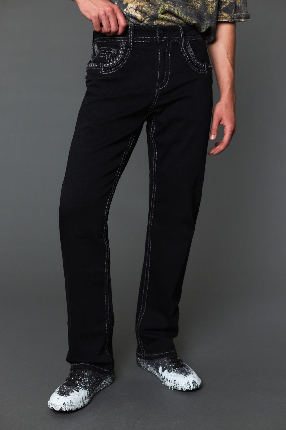 Men's Embroidered Straight Jeans