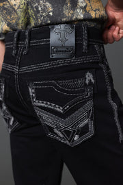 Men's Embroidered Straight Jeans