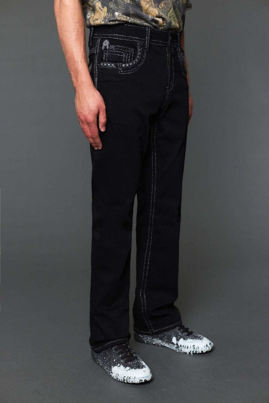 Men's Embroidered Straight Jeans