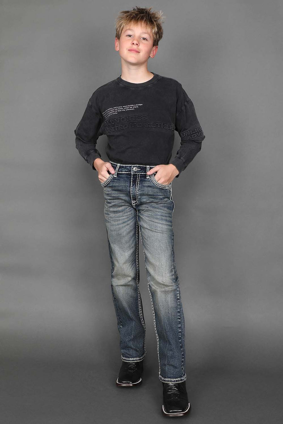 Boy's Embroidered Straight Jeans